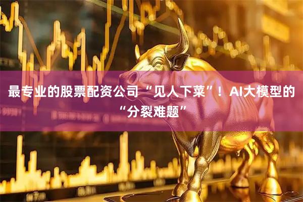 最专业的股票配资公司 “见人下菜”！AI大模型的“分裂难题”