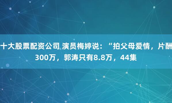 十大股票配资公司 演员梅婷说：“拍父母爱情，片酬300万，郭涛只有8.8万，44集
