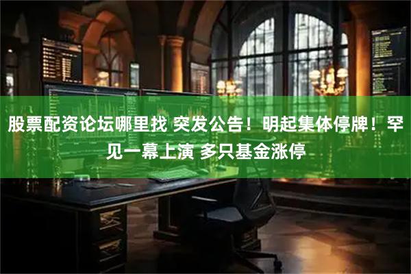 股票配资论坛哪里找 突发公告！明起集体停牌！罕见一幕上演 多只基金涨停
